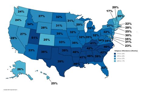 People Who Pray Daily And Weekly Religious Attendance By U S State