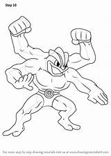 Machamp Pokemon Coloring Pages Draw Drawing Step Printable Tutorials Kids Color Print sketch template