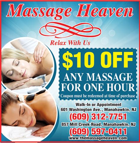 10 Off On Any Massage For One Hour Online Printable Coupons Usa