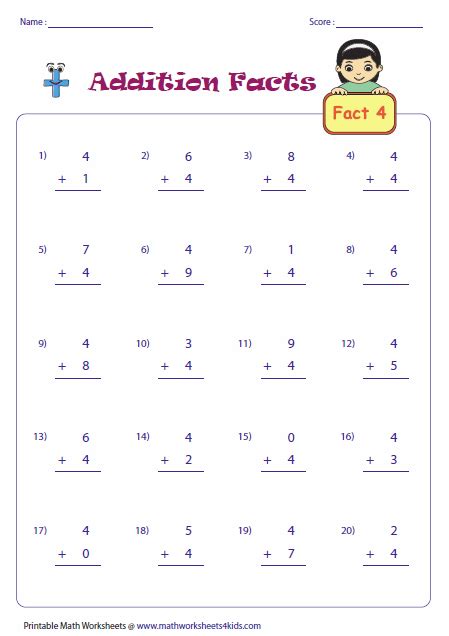 timed math fact drill worksheet