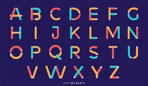 pencil alphabet letter design set vector