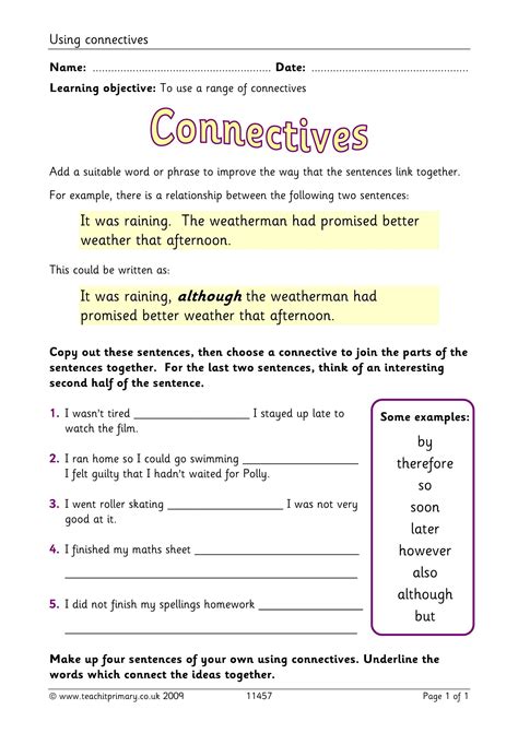 comparative connectives worksheet   gambrco