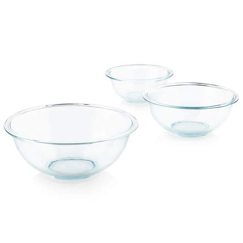 Pyrex Glass Mixing Bowl Set 3 Piece 1118441 The Home Depot
