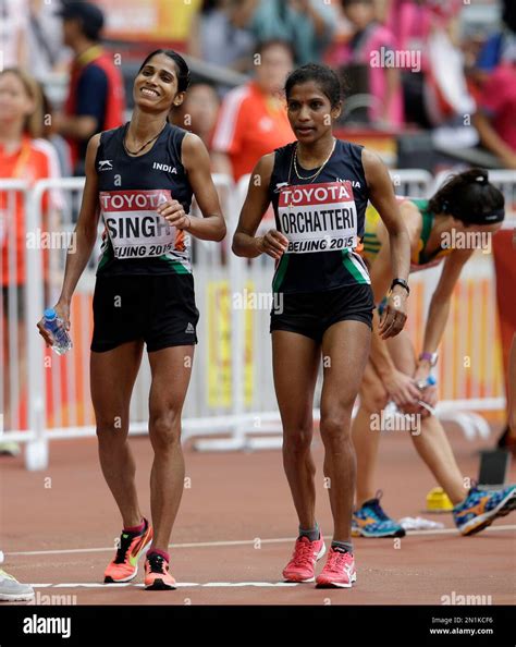India S Sudha Singh Left And Jaisha Orchatteri After Finishing The