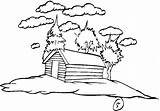 Cabin Coloring Winter Pages Kidprintables Return Main sketch template