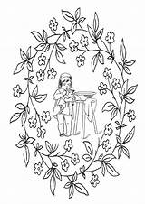 Coloring Flower Pages Victorian Border Printable Girl Frames Getcolorings Color sketch template