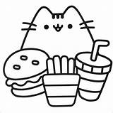 Pusheen Coloring Pages Food Coloringbay sketch template