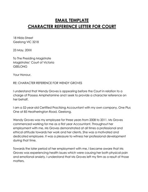 character reference letter  court  effective samples