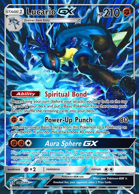 Lucario Gx Full Art Custom Pokemon Card Pokemon Cards