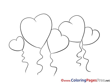 balloons hearts coloring pages valentines day