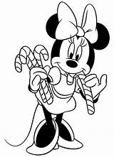 Coloring Christmas Pages Minnie Mickey Candy Cane Kids Color Popular sketch template