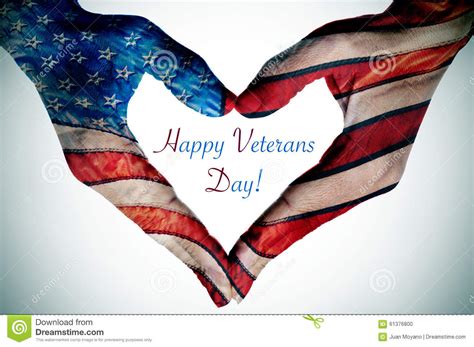 Text Happy Veterans Day And Hands Forming A Heart With The