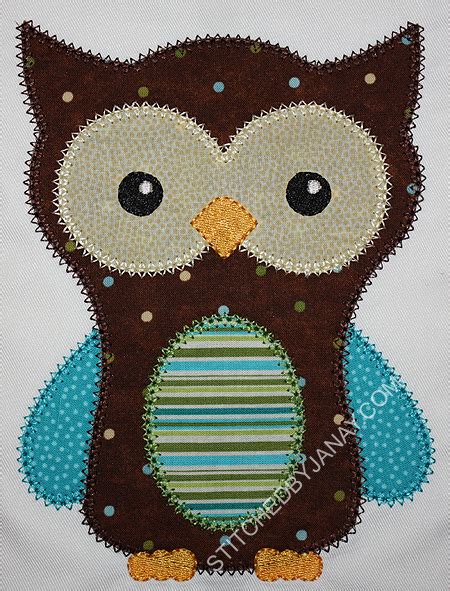 stitched  janay  cute applique owl