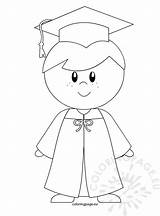 Graduation Coloring Pages Gown Template Boy Kindergarten sketch template