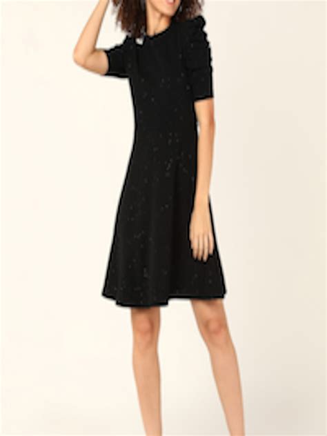 Buy Dressberry Black Round Neck Bling And Sparkly A Line Dress Dresses