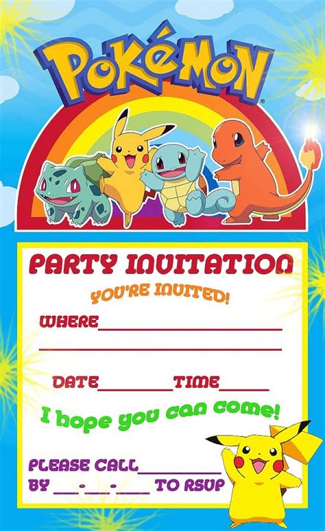 pokemon birthday invitations ideas bagvania  printable invitation