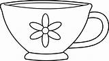 Teacup Coloring Clip Cute Line Sweetclipart sketch template