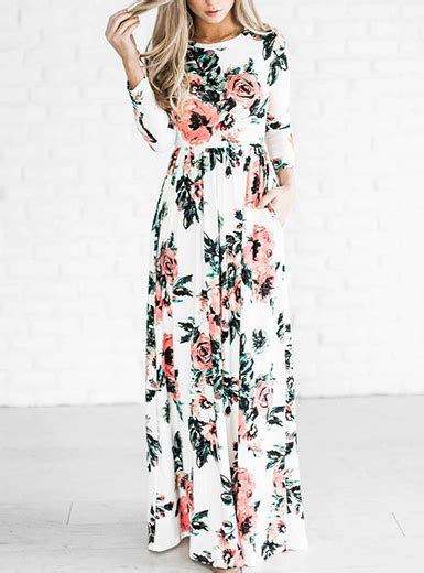 Long Floral Printed Long Sleeve Maxi Dress Multicolor