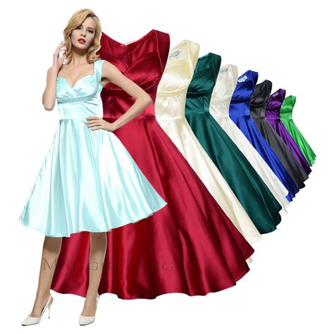 details about maggie tang 50 s satin vintage cocktail party swing bridesmaid full circle dress