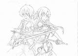 Sword Coloring Pages Anime Sketch Asuna Line Kirito Clipart Library Designlooter Drawings Paintingvalley 58kb 1600 sketch template