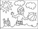 Pages Playing Coloring Kids Children Colouring Summer Library Clipart Beach sketch template