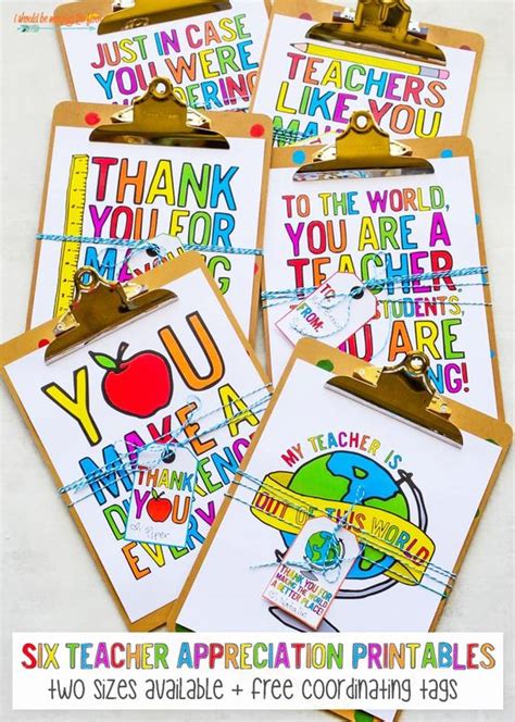 awesome teacher appreciation cards   printables
