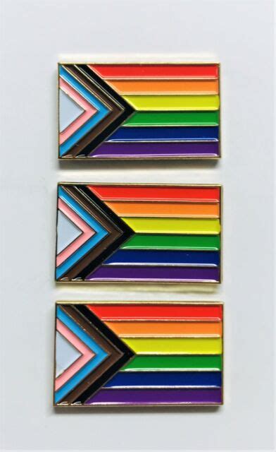 Lot Of 3 Progress Pride Rainbow Flag 1 Lapel Pins Badge Lgbt Lbgtq Gay