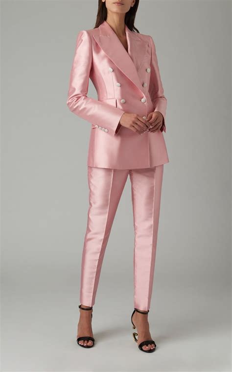 dolce gabbana silk satin pants   pink suits women fashion satin blazer