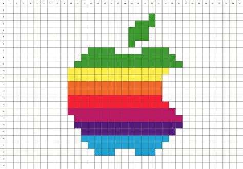 logo spolecnosti apple pixel art sablona snadne kresleni