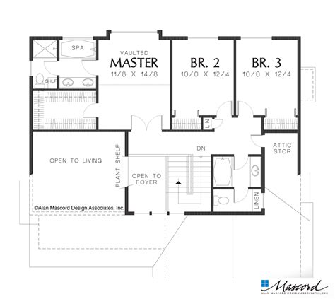 Mascord House Plan 22101a The Pembrooke Upper Floor Plan Country