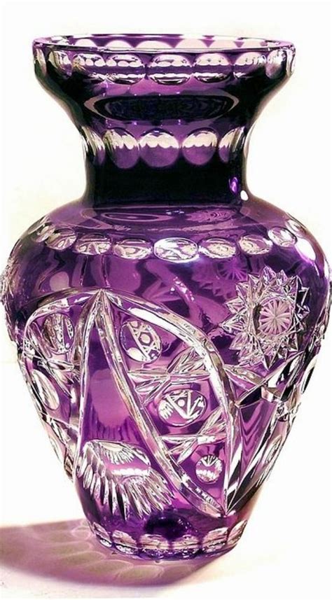 P U R P L E P O L A N D Polish Crystal Vase Purple Glass Crystals