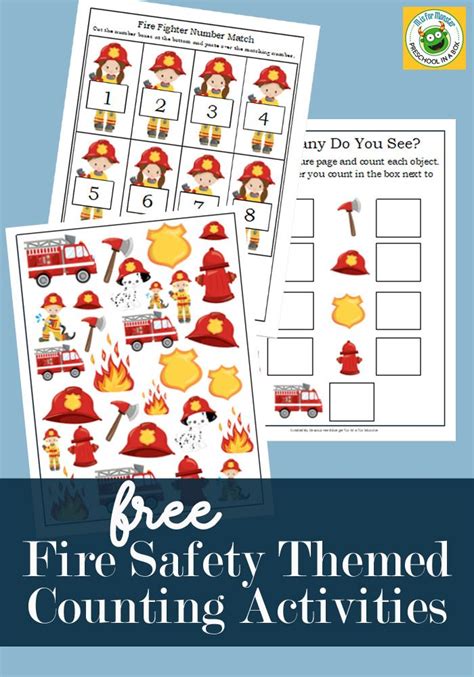 fire safety themed counting activity printables  preschoolers fire