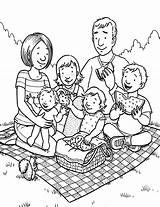 Family Coloring Picnic Holiday Netart sketch template