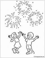 Kids Year Fireworks Pages Coloring Color Online sketch template