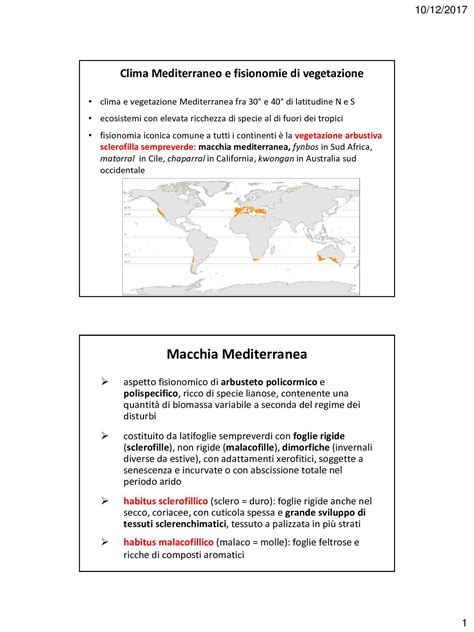 clima mediterraneo e fisionomie di vegetazione dispense