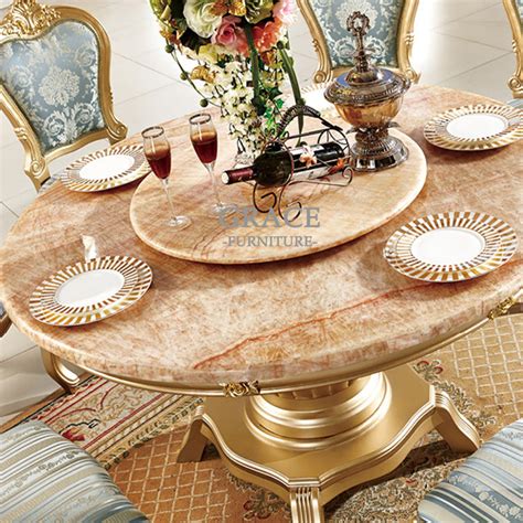 marble dining table set   chairs  rotating centre buy