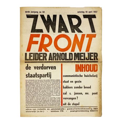 original wwii dutch collaboration newspaper zwart front oorlogsspullennl militaria shop