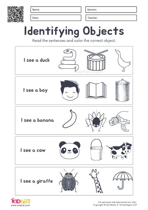 identifying objects coloring worksheets  kids kidpid