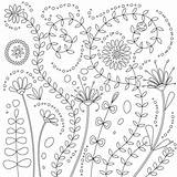 Vectorillustratie Bladeren Volwassene Bloemenboeket Zwart Contouren Aangegeven sketch template