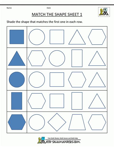 shapes worksheets  kindergarten db excelcom