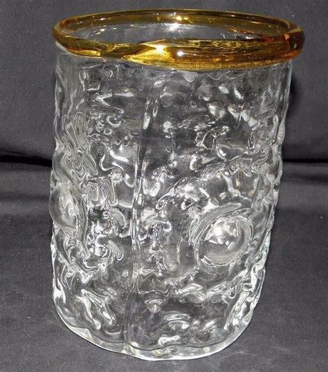 Rare~blenko Glass Vase 4 Panels~unique Design And It Has A Yellow Rim~ 7
