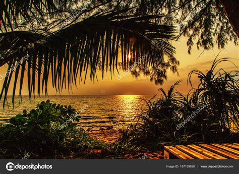 Picturesque Sunset Tropical Beach Island Cambodia — Stock