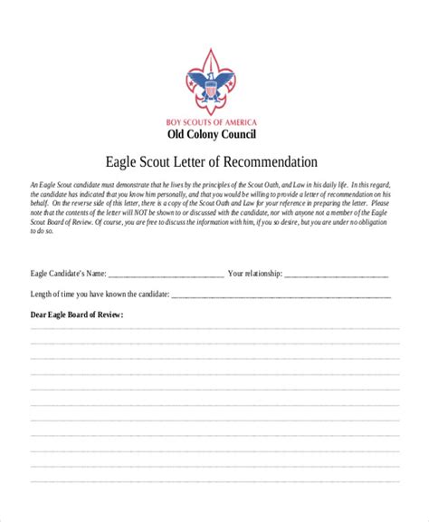 sample eagle scout recommendation letter templates   ms