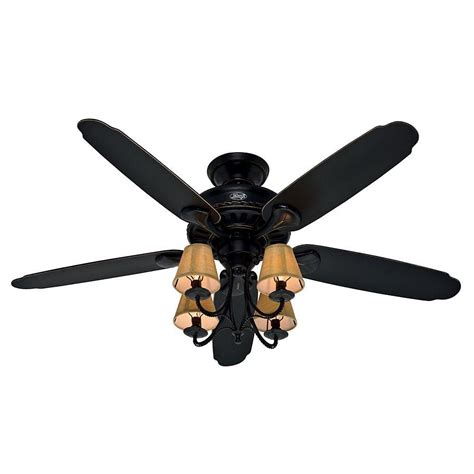 hunter cortland   indoor basque black ceiling fan  light   home depot