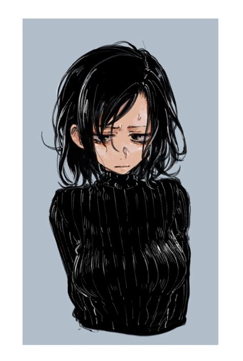 safebooru 1girl black hair breasts closed mouth commentary request