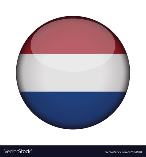 netherlands flag  glossy  button  icon vector image