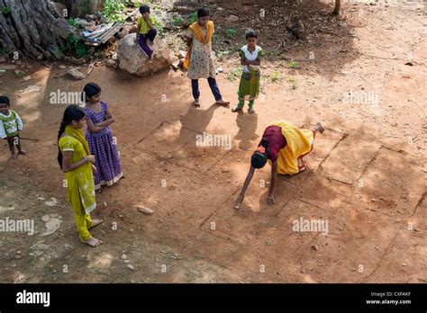 indian girls playing games in a rural indian village andhra pradesh