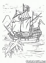 Pirata Gancho Navio Colorkid sketch template