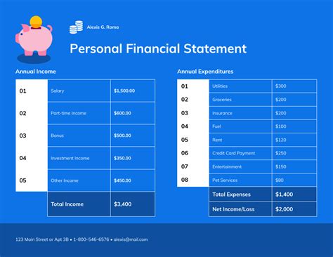 template  personal financial statement venngage
