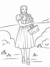 Oz Wizard Coloring Pages Dorothy Toto Dog Holding Printable Sheets Print Color Drawing Basket Witch Characters Kids Good Her Glinda sketch template